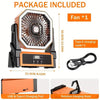 Tent Fan With LED Light Cooling Fan 10000mAh USB Rechargeable Timer for Camping
