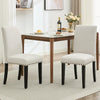 Set of 2 Modern Fabric Upholstered Dining Chairs, Curved Backrest+Solid Wood Leg