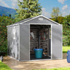 8x8ft Large Plastic Shed Outdoor Garden Tools Storage House with 2 Doors & Floor