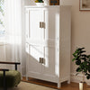 Kitchen Pantry Cupboard Freestanding Tall Storage Cabinet With 4 Door &4 Shelves