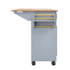 Kitchen Island w/ Drop Leaf, 5 Drawers, Serving Trolley Storage Cabinet, Blue