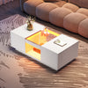LED Coffee Table With Storage 2 Drawers Living Room Furniture High Gloss White