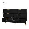 Sideboard Black Wooden Chest of Drawers 6 Drawer Storage for Bedroom Living Room