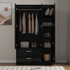 High Gloss Wooden 3 Door Wardrobe with Drawers and Mirror Bedroom Storage