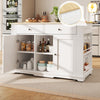 Mobile Storage Rolling Kitchen Island on Wheels Trolley Cart with Worktop, White
