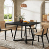 80cm Black Square Dining Table, Industrial Small Kitchen Table with Metal Base