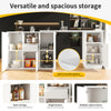 Kitchen Island Breakfast Bar Dining Table with Storage Cabinet Cupboard White