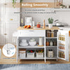Kitchen Island Rolling Storage Trolley w/ Drop Leaf, Drawer & Spice Racks, White