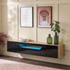 Floating TV Stand Cabinet with LED lights High Gloss TV Unit with Pull-Down Door