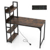 PC Desk Workstation Computer Desk with Bookshelf-Brown