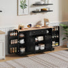 Sideboard Kitchen Cabinet with Drawer, Shelf Doors & Adjustable Shelves, Black