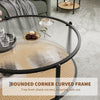 30" Round Rattan Coffee Table w/ Storage, 2 Tier Glass Centre Table Living Room