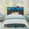 NEW STORAGE HEADBOARD UPHOLSTERED BED FRAME 4FT6 DOUBLE WITH DIMMABLE RGB Nixaga