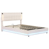 OTTOMAN STORAGE BED 4FT6 DOUBLE SIZE UPHOLSTERED BED FRAME HEADBOARD, LED & USB