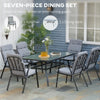 7 Piece Garden Dining Set with Cushioned Chairs for Outdoor Patio Grey