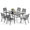 7 Piece Metal Outdoor Patio Dining Set with Umbrella Hole Patio Furniture Set