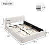 Upholstered Double Bed 4ft6 with Velvet Headboard and Sturdy Wooden Slats, Beige