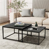 2 Pack Nesting Coffee Table Large 60cm 70cm Marble Top Living Room Display Table