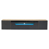 Floating TV Stand Cabinet with LED lights High Gloss TV Unit with Pull-Down Door