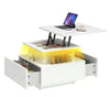 Led Coffee Table With 2 Drawer Storage, High Gloss Coffee Table For Living Room