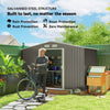 9 x 6FT Galvanised Garden Storage Shed with Sliding Door, Grey