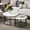Coffee Table Set of 2 Nesting Accent TablesWhite Marble Top Stacking Side Desk