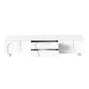 Minimalist White TV Cabinet 180cm with Doors, Storage Drawers & Solid Wood Legs