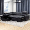 New Nevada Leather Corner Sofa Bed Black 4 to 5 Seater Storage Ottoman Headrest