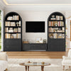 Arched Bookcase with Drawers Arch Display Cabinet Tall Bookshelf 79.5x36x177cm