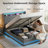 4ft6 Double Bed Frame with RGB LED Lights, Platform Bed Frame, Dark Grey