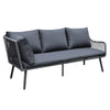 8 Seater Black Garden Corner Sofa Set with Rope Effect with Matching Dini FTR211