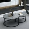 Set of 2 Round Nesting Coffee Table Compact Stacking Side Tables Space-saving