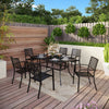 7 Piece Metal Outdoor Patio Dining Set with Umbrella Hole Patio Furniture Set