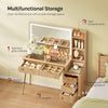 Dressing Table Tempered Glass Top Vanity Makeup Desk 5 Drawers LED Mirror