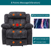 Electric Recliner Chair Fabric Upholstered Armchair Massage Heating Sofa Grey