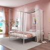 Double Canopy Bed Frame Metal Platform Bed Base with Headboard