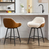 Set of 2 Swivel Bar Stools 26" Counter Height,Upholstered w/ Backrest&Armrests