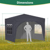 Pop Up Gazebo 3X3M Awning Canopy Party Tent Marquee 4 Sides Garden Outdoor Grey