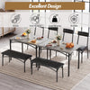 Gray Dining Table Set for 4 with Bench & 2 Upholstered Chairs,Kitchen Table Set