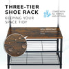 Coat Rack Stand with Shoe Storage Bench 9 Hooks Rustic 2 Colours Entrance Hall