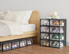 12 x Stackable Foldable Boxes Trainers Organiser Clear Plastic Shoe Storage Box
