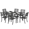 7 Pieces Garden Dining Set with Stackable Chairs with Umbrella Hole