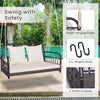 2 Person Outdoor Swing Chair Wicker Hanging Seat Cushioned Porch Patio White