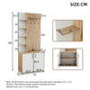 Coat Rack Shoe Storage 5 Shelves Closed Cabinet 4 Hooks Entryway 180cm White/Oak