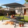2-in-1 Swing Chair 3 Seater Hammock Cushion Bed Tilt Canopy Garden Dark Grey