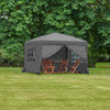 Pop Up Gazebo 3m x 3m - Garden Marquee Shelter Canopy with Sides, Grey