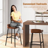 2 Pack Industrial Bar Height Stools Wooden Top Dining Stool Walnut w/Curved Seat