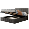 UPHOLSTERED OTTOMAN BED 4FT6 DOUBLE BED FRAME WITH STORAGE, VELVET FABRIC GREY