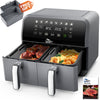 10-in-1 Dual Air Fryer Double Basket Touch Screen Oil Free Digital Oven Cooker