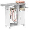 Rolling Ironing Board Cabinet, Foldable Ironing Station with Storage